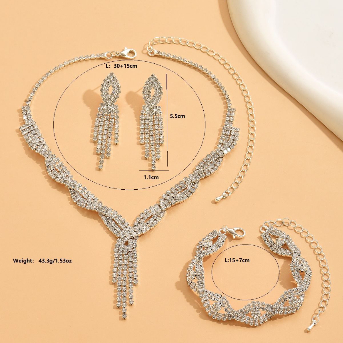 Silver Crystal Wedding Jewelry Set